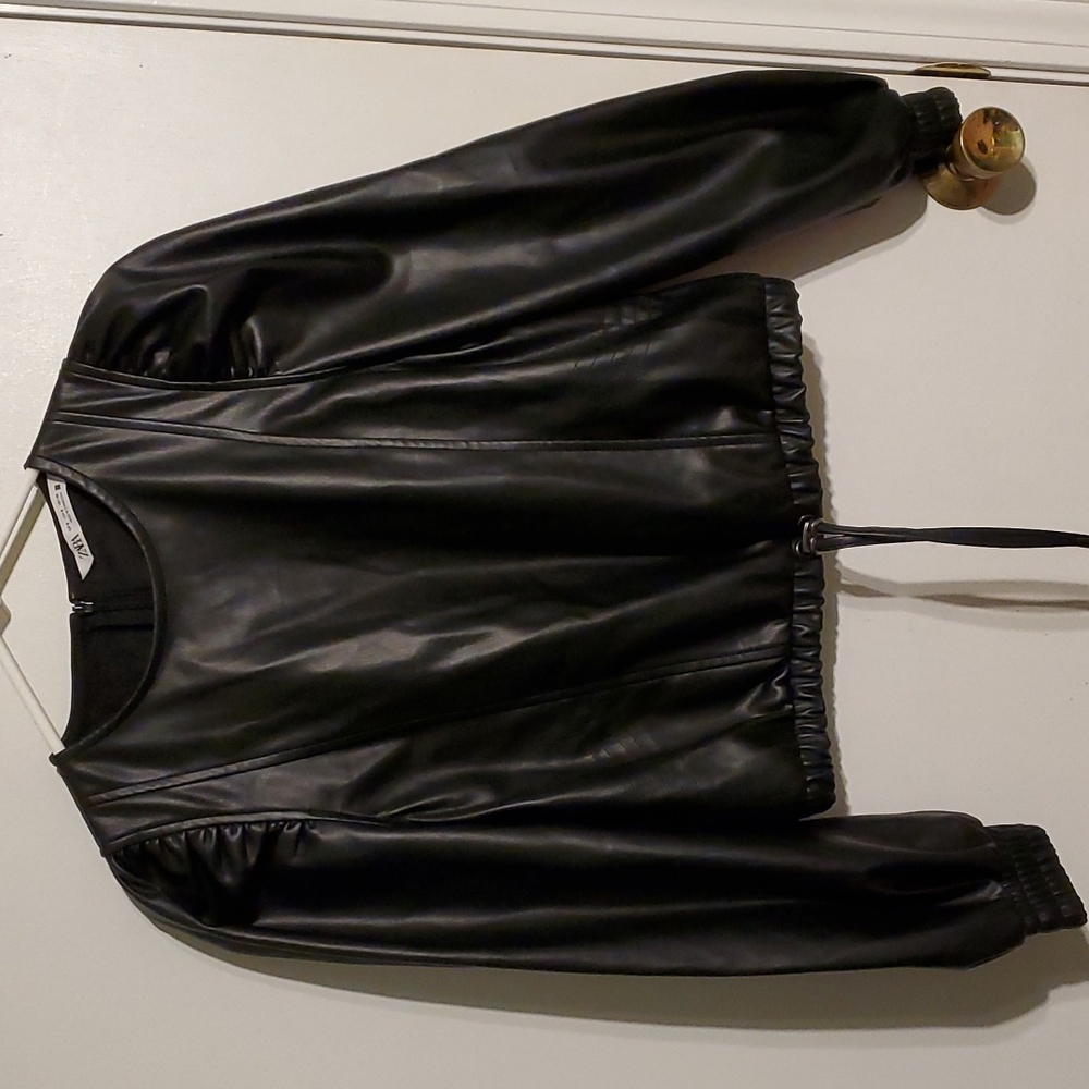 Zara Black Faux Leather Top